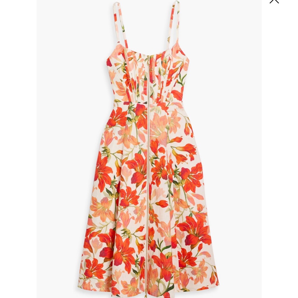 Zimmermann Tranquility Floral Linen Midi Dress 0P NWT